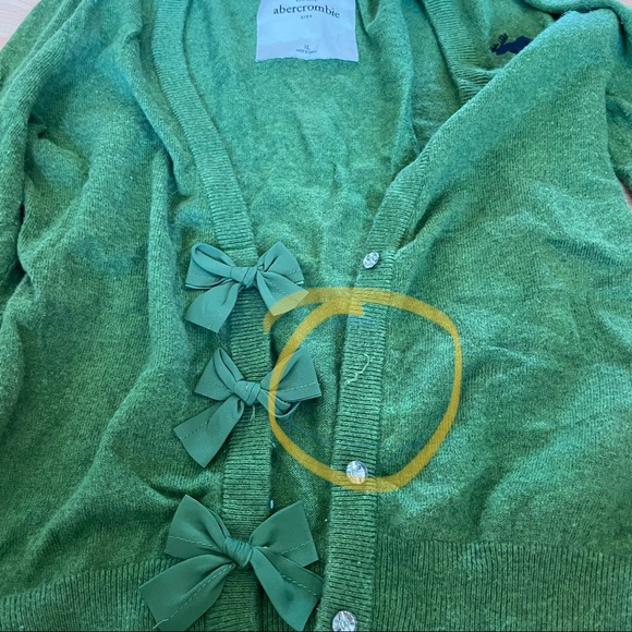 Abercrombie kids Vintage Green Bow Diamond Cardigan Sweater girls XL (0126) - Picture 12 of 12